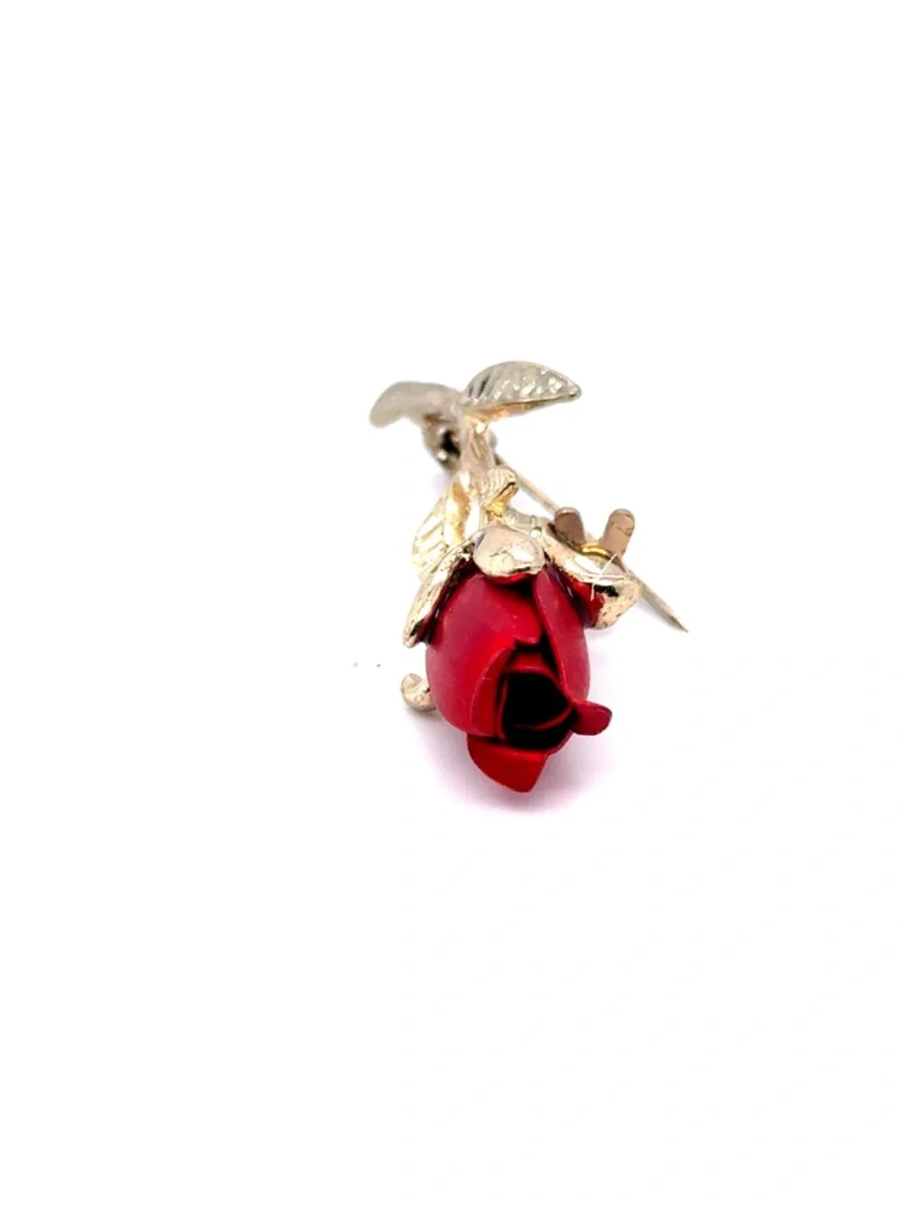 Gold-Tone Red Rose Brooch‎ Pin